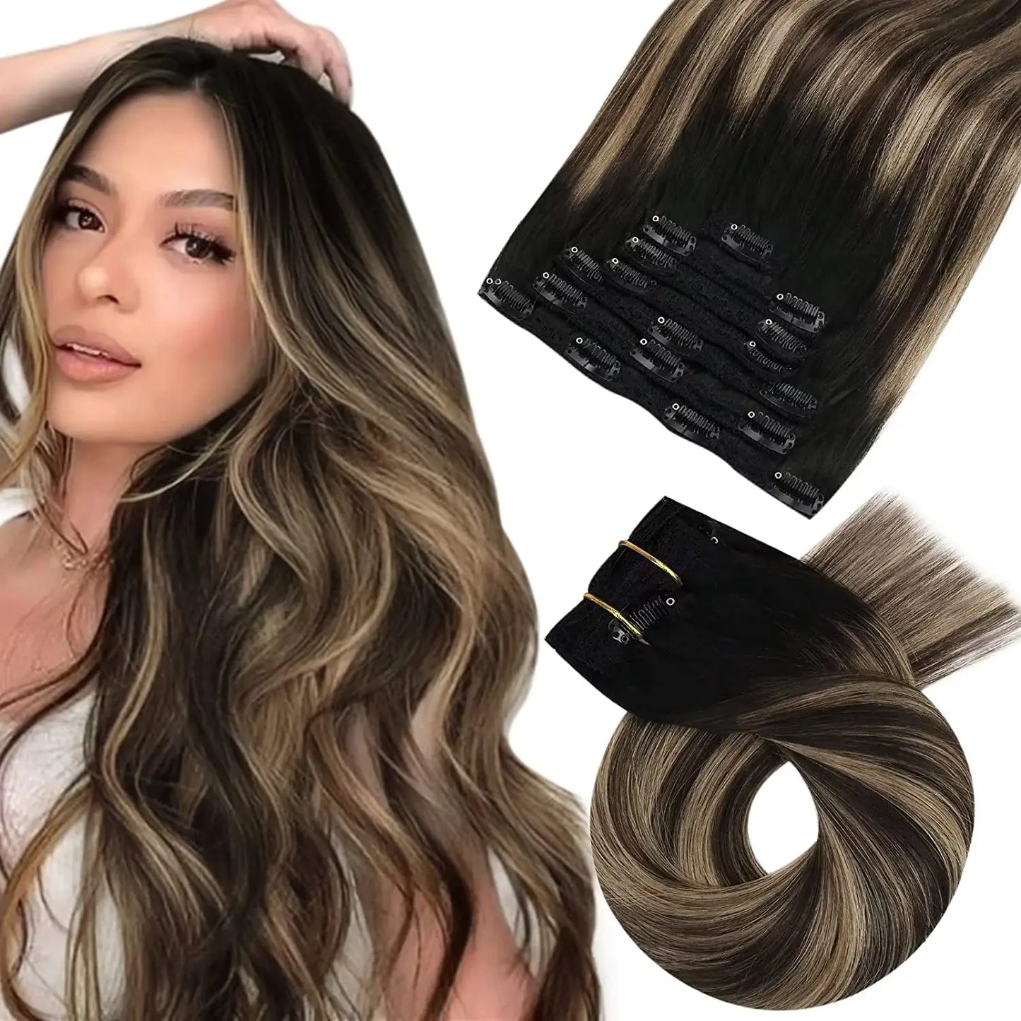 Extensiones de Clip en Pelo Natural Liso Remy – Set 5 & 7 Piezas