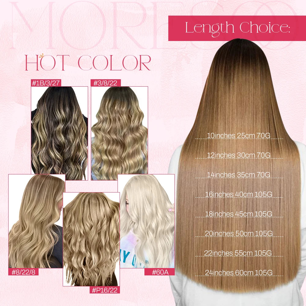 Extensiones de Clip en Pelo Natural Liso Remy – Set 5 & 7 Piezas