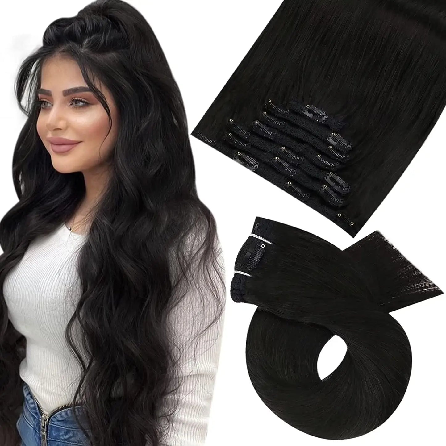 Extensiones de Clip en Pelo Natural Liso Remy – Set 5 & 7 Piezas