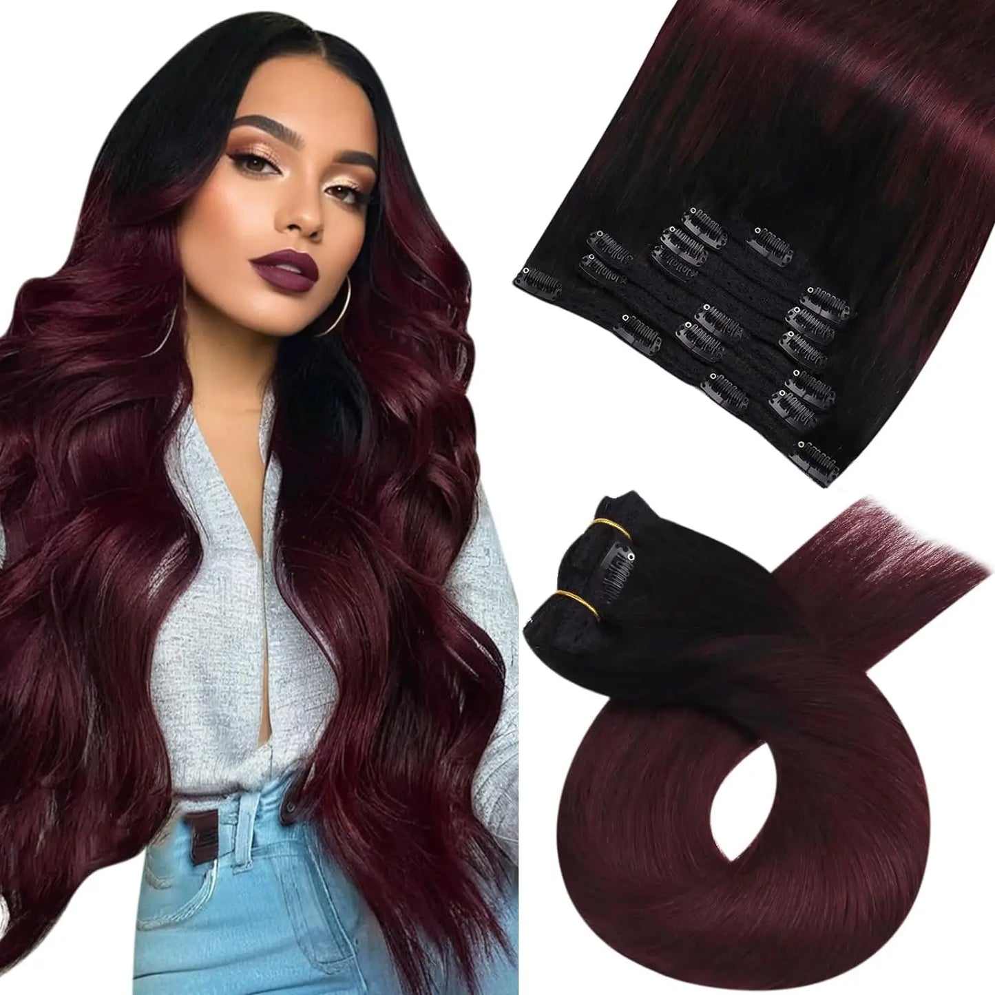 Extensiones de Clip en Pelo Natural Liso Remy – Set 5 & 7 Piezas