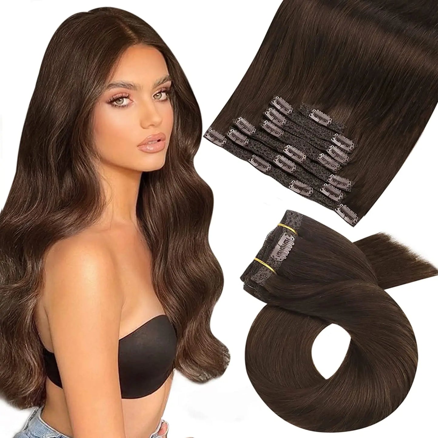 Extensiones de Clip en Pelo Natural Liso Remy – Set 5 & 7 Piezas