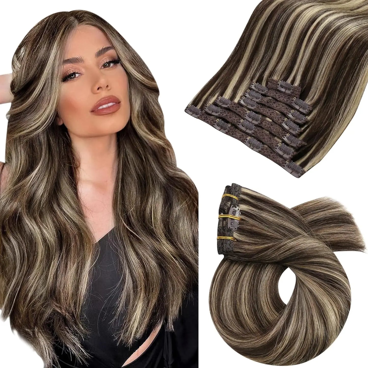 Extensiones de Clip en Pelo Natural Liso Remy – Set 5 & 7 Piezas