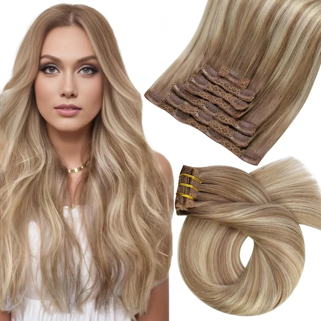Extensiones de Clip en Pelo Natural Liso Remy – Set 5 & 7 Piezas