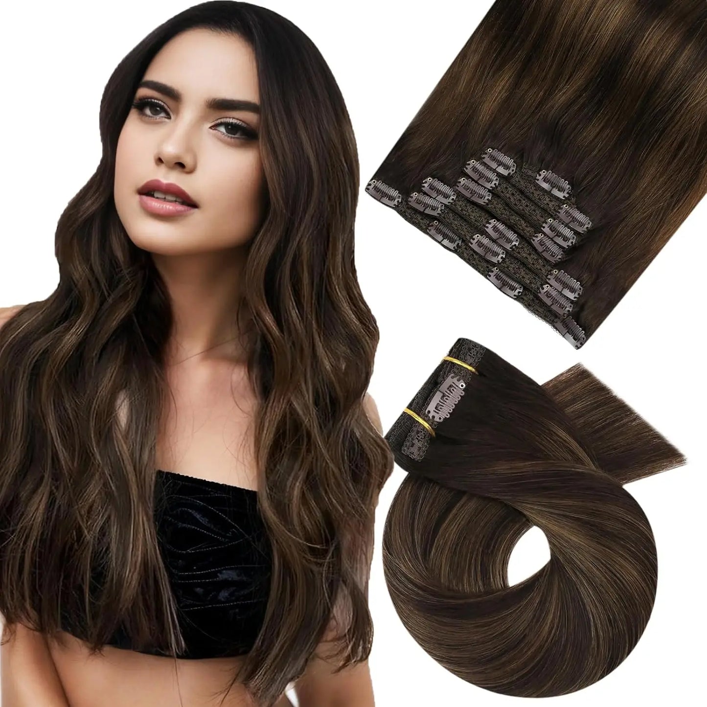 Extensiones de Clip en Pelo Natural Liso Remy – Set 5 & 7 Piezas