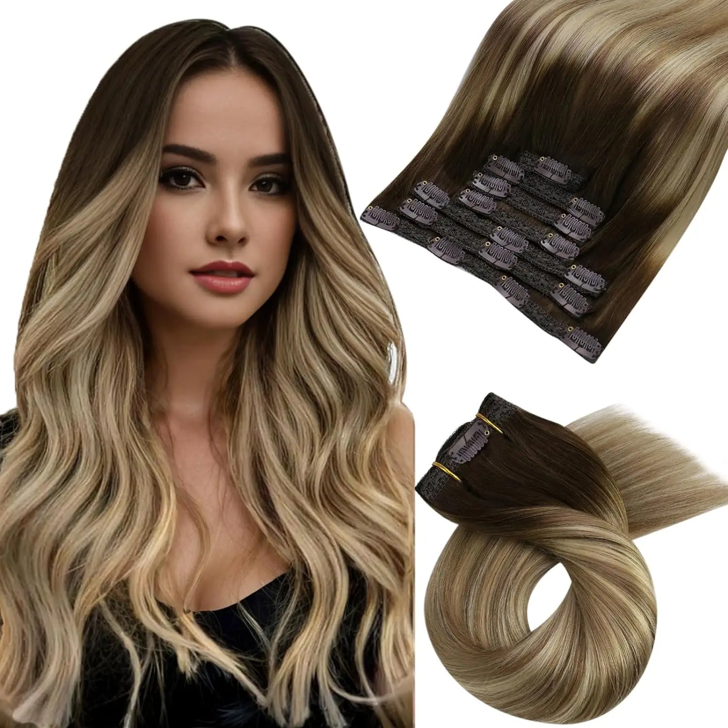 Extensiones de Clip en Pelo Natural Liso Remy – Set 5 & 7 Piezas