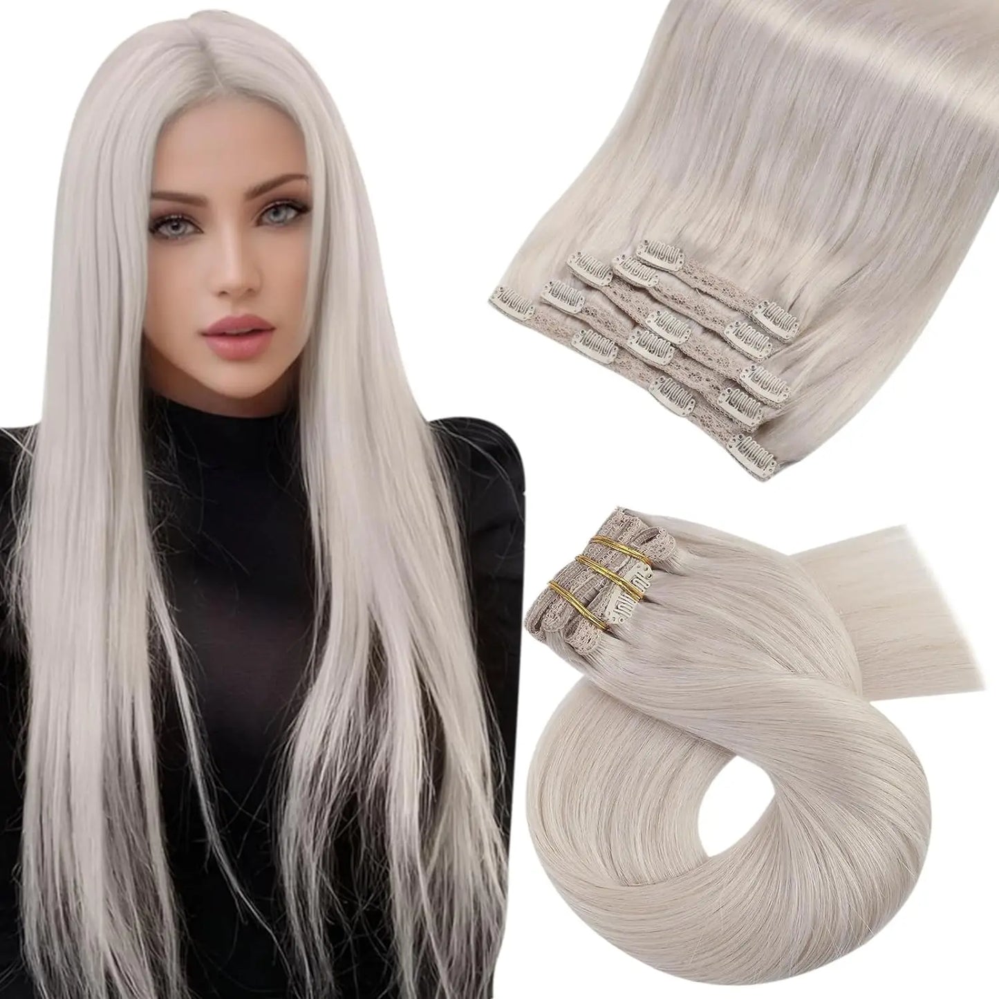 Extensiones de Clip en Pelo Natural Liso Remy – Set 5 & 7 Piezas