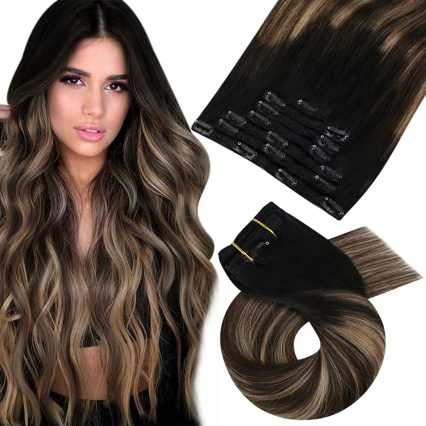 Extensiones de Clip en Pelo Natural Liso Remy – Set 5 & 7 Piezas