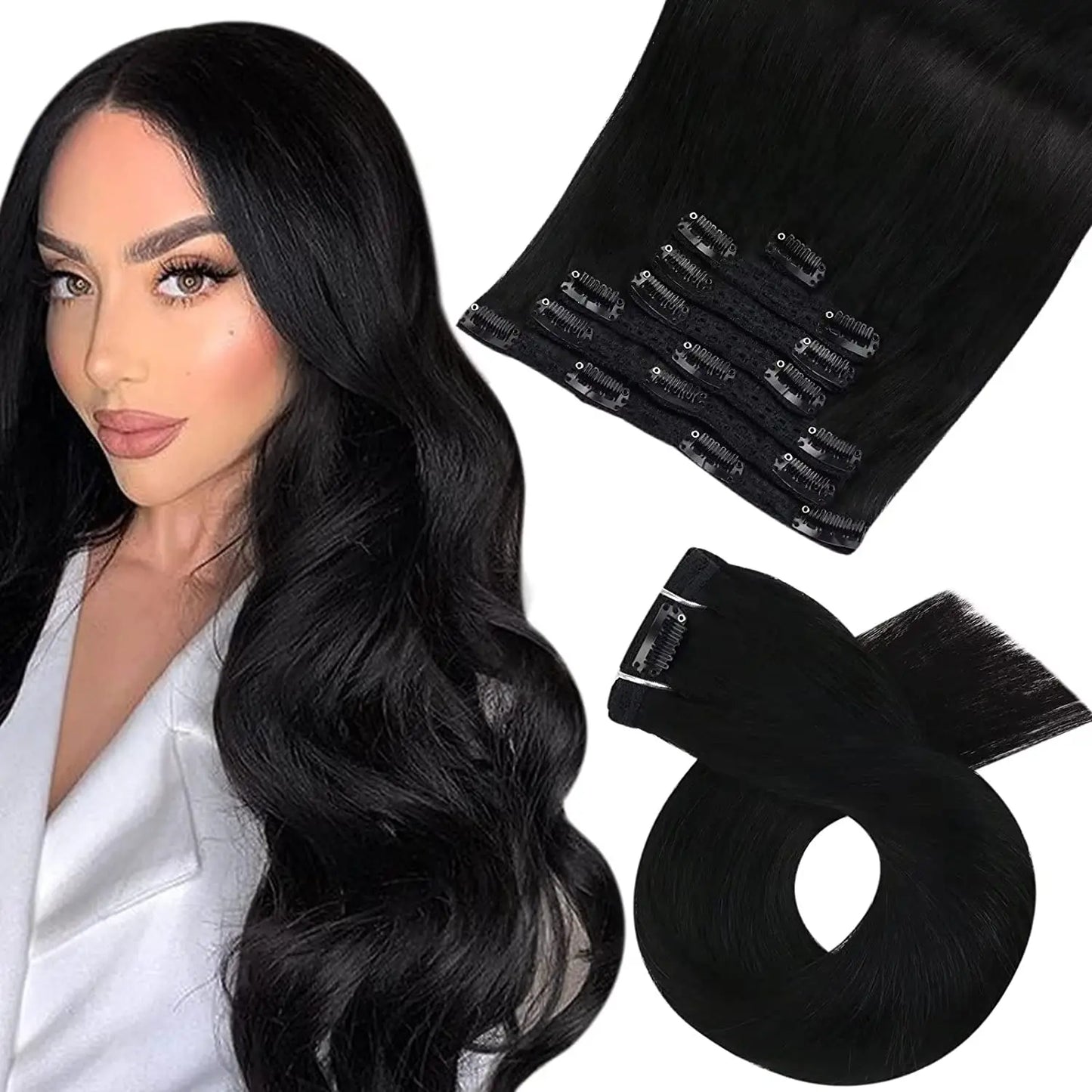 Extensiones de Clip en Pelo Natural Liso Remy – Set 5 & 7 Piezas