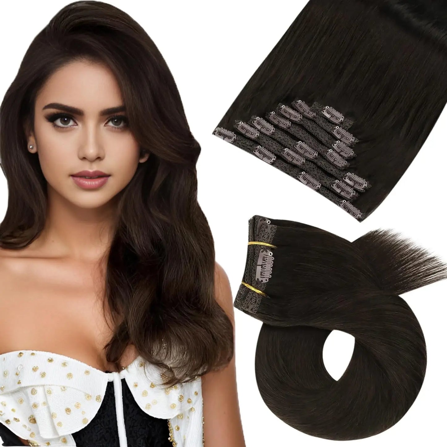 Extensiones de Clip en Pelo Natural Liso Remy – Set 5 & 7 Piezas